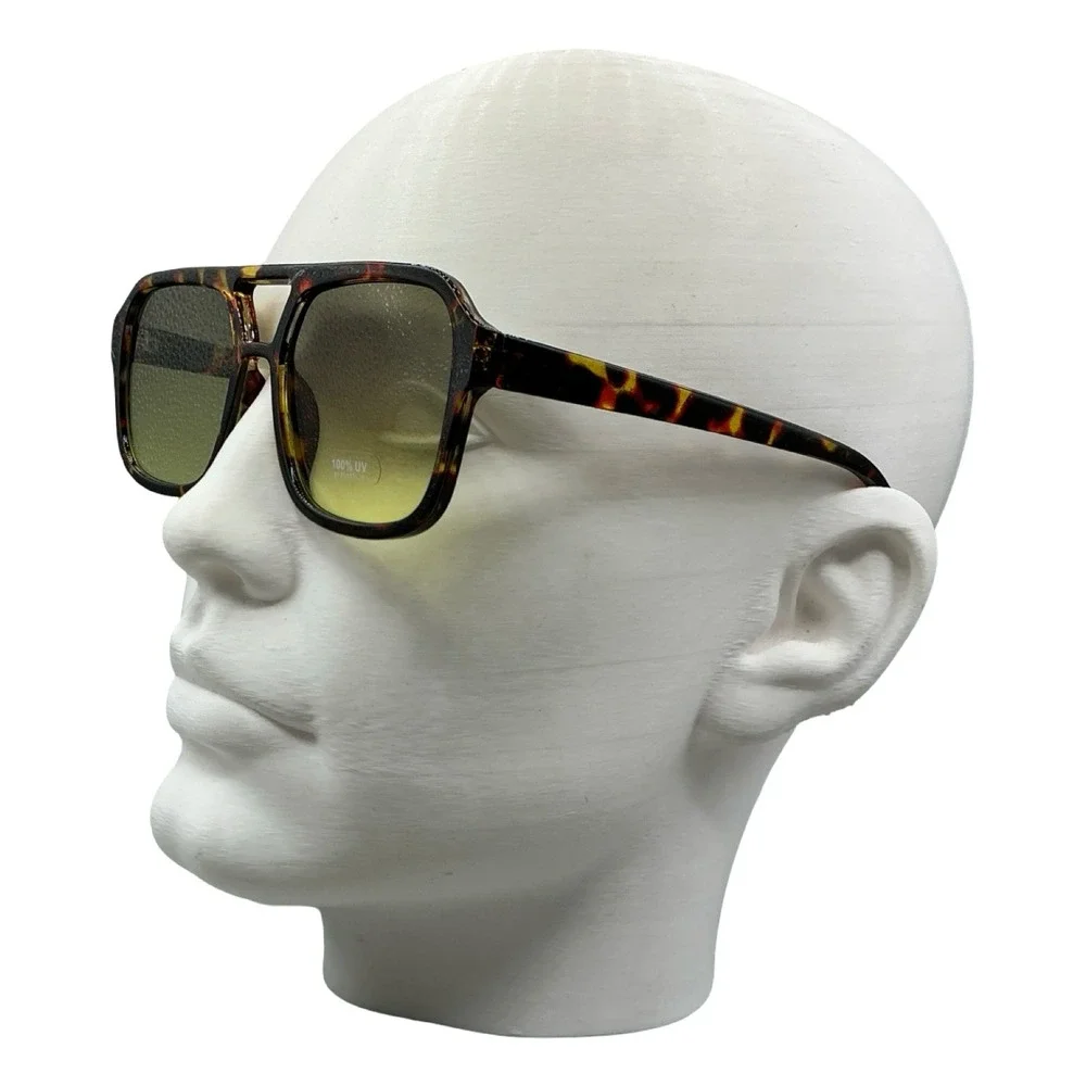 LOFT Plastic Tortoise Aviator Sunglasses Yellow Tint Lens LG58366-EW1-NS-Y